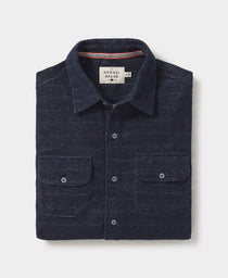 Textured Knit Shirt: Navy