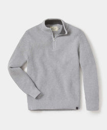 Waffle Knit Quarter Zip Pullover: Grey