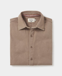 Puremeso Acid Wash Button Up Shirt: Pine Bark