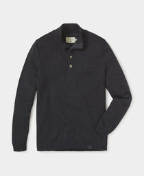 Roll Hem Button Pullover: Charcoal
