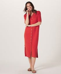 Jolene Knit Polo Dress: Cayenne