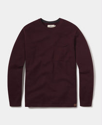 Roll Hem Pocket Crew Sweater: Burgundy