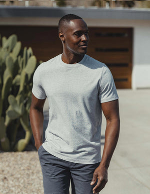 Active Puremeso Crew Neck Tee in Grey On Model outside