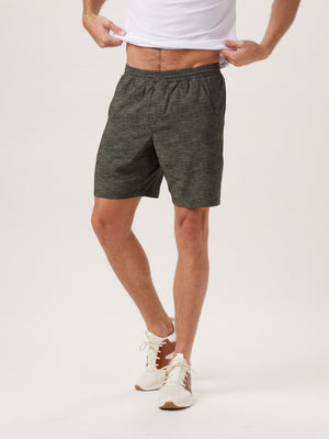 7 Bros Workout Short in Olive On Model from Front