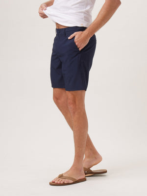 Hybrid Shorts in Navy On Model from Side