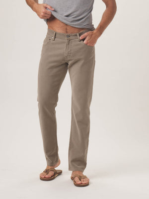 Comfort Terry Pant in Taupe On Model from Front