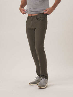 Comfort Terry Pant in Dusty Olive On Model from Front