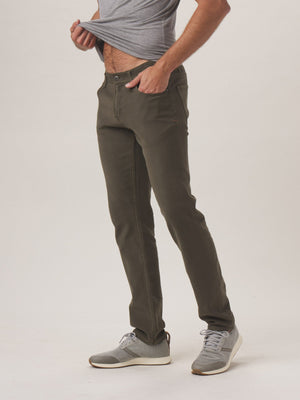 Comfort Terry Pant in Dusty Olive On Model from Side