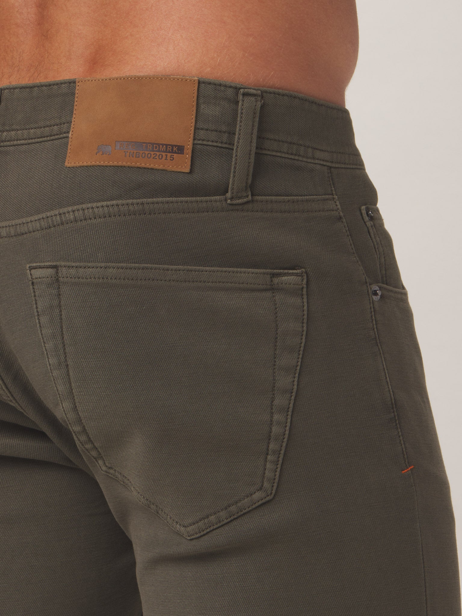 Comfort Terry Pant in Dusty Olive On Model Back Pocket Detail