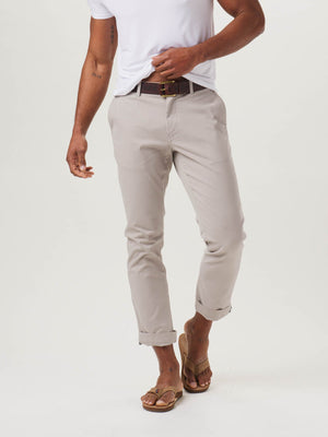 Normal Stretch Chino in Ash On Model from Front
