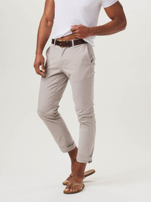 Normal Stretch Chino in Ash On Model from Side
