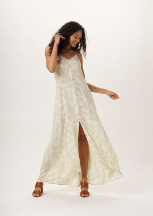 Button Front Maxi Dress in Palm Desert Print On Model from Front