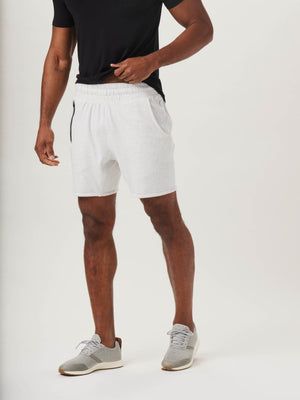 Puremeso Gym Short in Stone On Model from Front