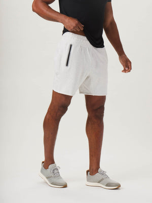Puremeso Gym Short in Stone On Model from Side