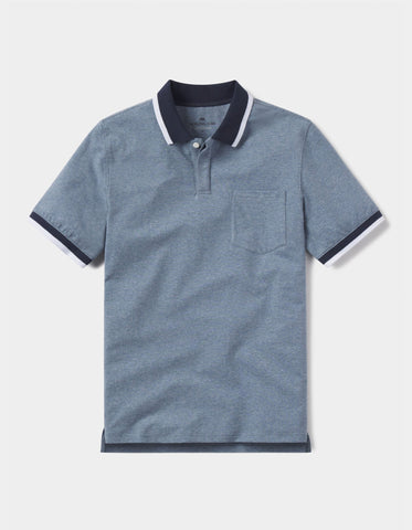 Active Puremeso Tipped Polo in Lake Blue Laydown