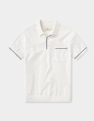 Robles Knit Polo in Cream-Navy Laydown
