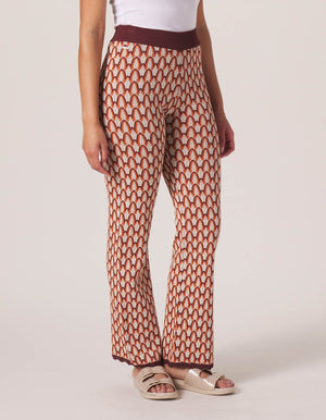 Marilyn Knit Pant in Almond Multi On Model from Front