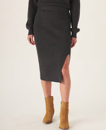Collins Knit Midi Skirt: Charcoal