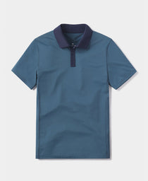 Color Block Performance Polo: Mineral Blue-Navy