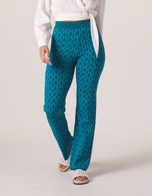 Marilyn Knit Pant in Dark Oasis Multi On Model from Front
