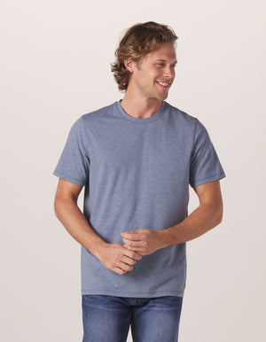 Active Puremeso Crew Neck Tee in Blue On Model from Front
