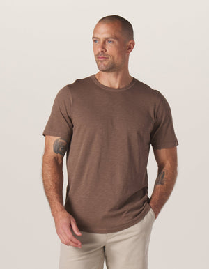 Legacy Jersey Perfect Tee in Pine Bark On Model from Front