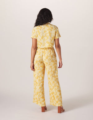 Ezra Crepe Wide Leg Pant in Cliff Rose Print On Model from Back