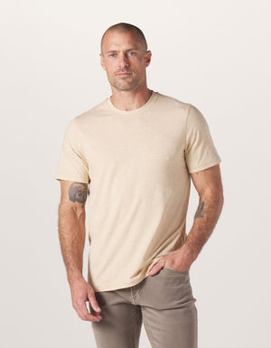 Active Puremeso Crew Neck Tee in Iced Latte On Model from Front