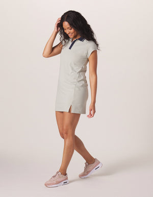 Active Puremeso Retro Polo Dress in Sage On Model from Side