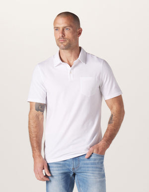 Active Puremeso Polo in White On Model from Front