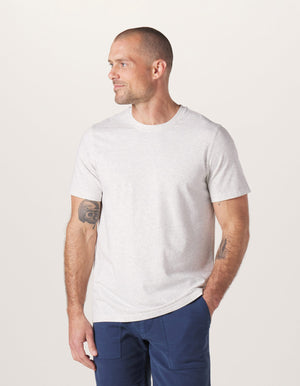 Active Puremeso Crew Neck Tee in Stone On Model from Front