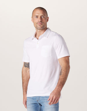 Active Puremeso Polo in White On Model from Side