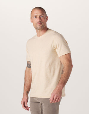 Active Puremeso Crew Neck Tee in Iced Latte On Model from Side