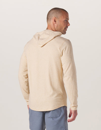 Active Puremeso Hoodie in Iced Latte On Model from Back