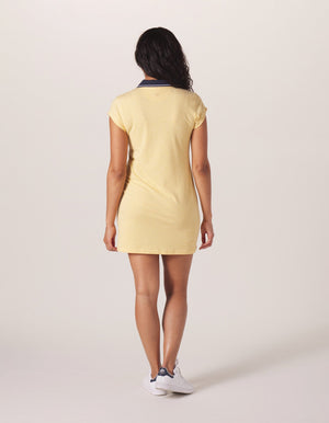 Active Puremeso Retro Polo Dress in Golden Hour On Model from Back