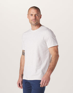 Active Puremeso Crew Neck Tee in Stone On Model from Side
