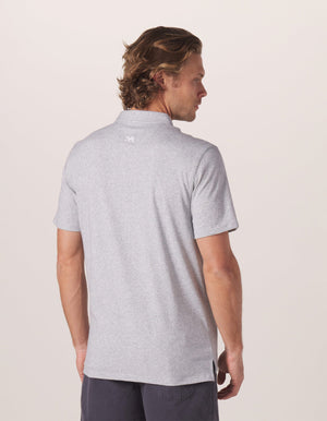 Active Puremeso Polo in Grey On Model from Back