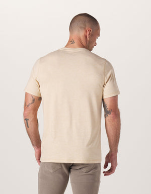 Active Puremeso Crew Neck Tee in Iced Latte On Model from Back