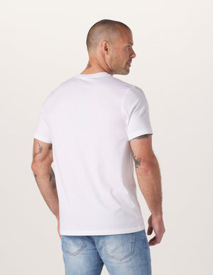 Active Puremeso Crew Neck Tee in White On Model from Back