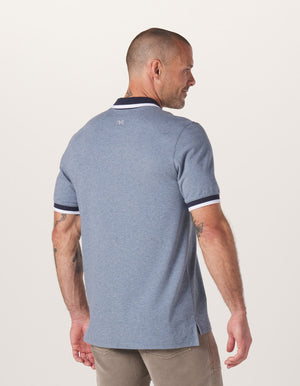 Active Puremeso Tipped Polo in Lake Blue On Model from Back