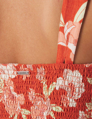 Sonoran Slub Square Neck Tank in Cayenne Floral Print On Model Back Detail