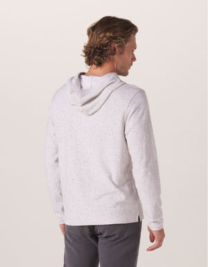 Towel Terry Henley Hoodie in Stone On Model from Back