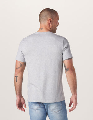 Active Puremeso V Neck Tee in Grey On Model from Back