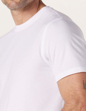 Active Puremeso Crew Neck Tee in White On Model Sleeve Detail