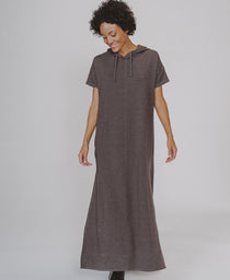 Puremeso Hooded Maxi Dress: Charcoal