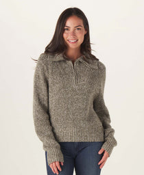 Dani Quarter Zip Sweater: Olive