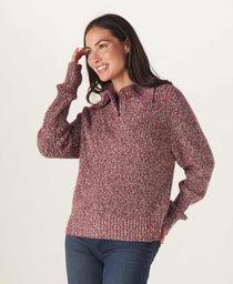 Dani Quarter Zip Sweater: Oxblood