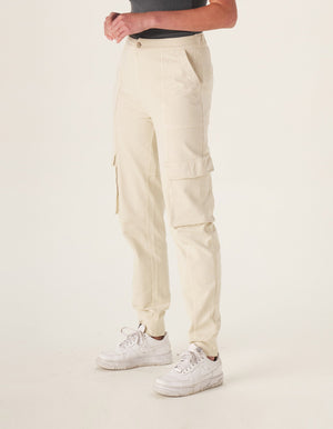Women Cream Cargo Joggers , Pants, Fashion, Style, Clothing, Comfortable,  Pockets, Utility, Durable, Cotton Fabric