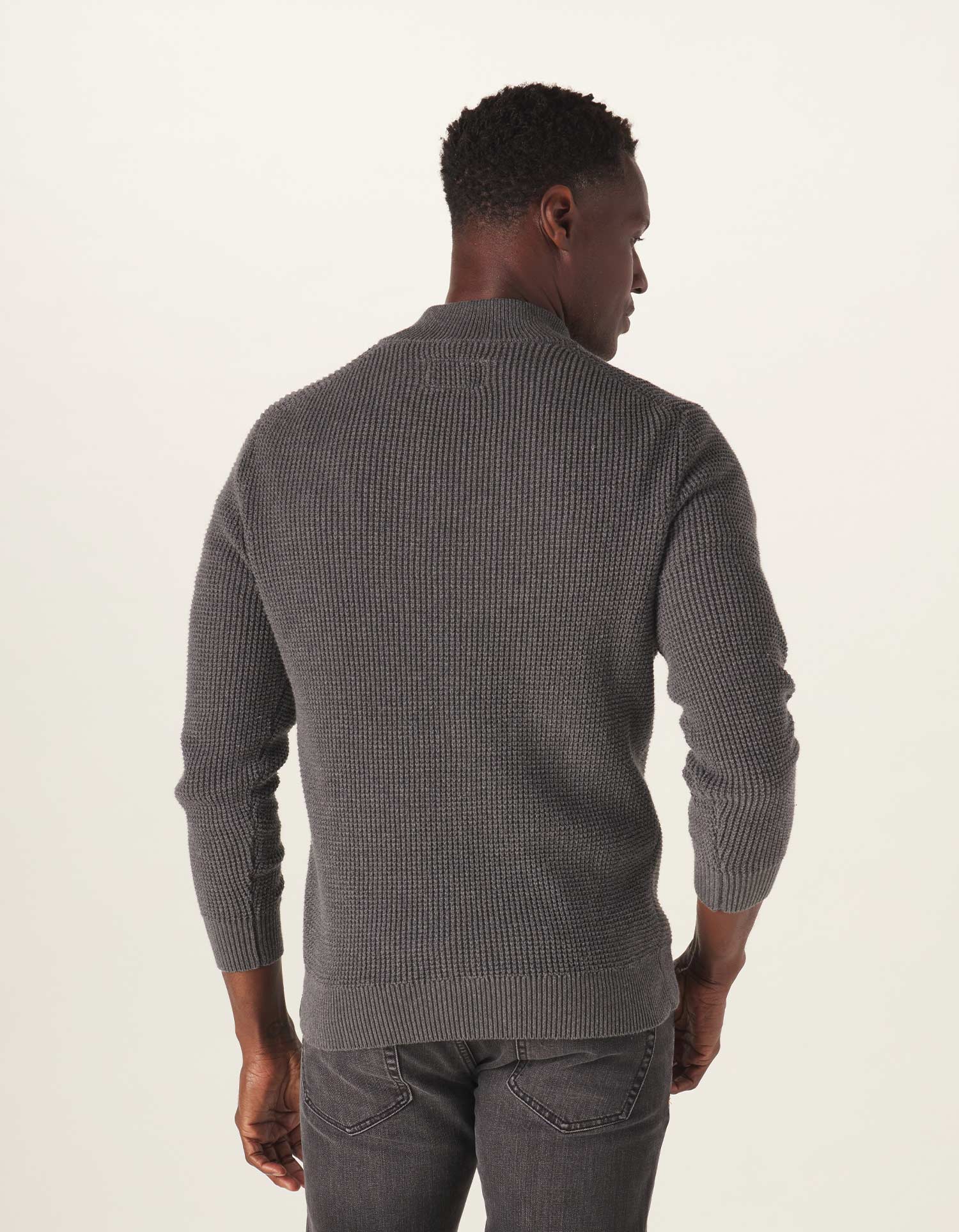 Waffle Knit Quarter Zip Pullover