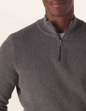 Waffle Knit Quarter Zip Pullover